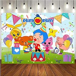 Plim Plim Cartoon Backdrop Kids Birthday Party Decoration Banner