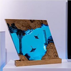 Raios Manta Lâmpada de resina - luz noturna personalizada 2 - Breakwooden BR2812