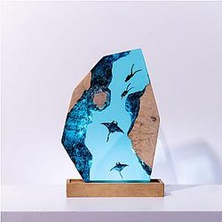 Lâmpada de resina de mergulho - Hexágono de luz noturna personalizado - Breakwood BR2812