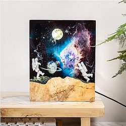 Astronautas em Bogotá Espaço Epoxy Lamp-Rectangle - Breakwooden BR2812