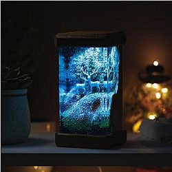 Deer in Snowy Forest Resin Lamp - Breakwooden BR2812