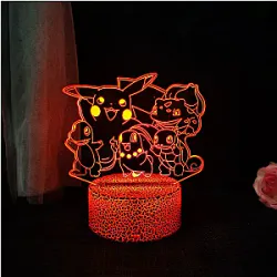 Pokemons Anime Cute Character Pikachu Gengu 3D Night Light Model Children's Bedroom Decoration Birthday Gift Christmas