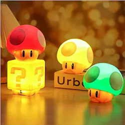 Mario Pikachu Crayon Xiaoxin Kuromi Cartoon LED Table Lamp Sound Charging Induction Small Night Lamp Square Lamp Birthday Gift