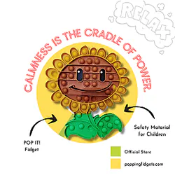 Pop It Jumbo Plant vs Zombie - Sunflower Pop It Fidget Simple Dimple Toy