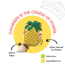 Popping Fidget Anti Stress Yellow Pineapple Silicone Phone Case For iPhone