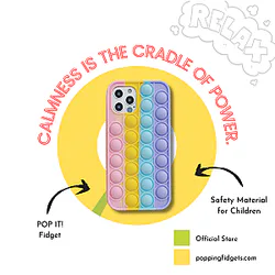 Popping Fidget Anti Stress Multi Color Silicone Phone Case For iPhone