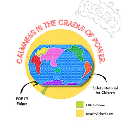 World Map Shape Popping Fidget Stress Relief Toys