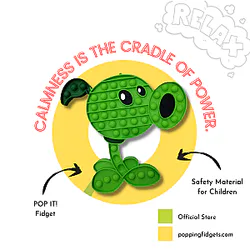 Pop It Jumbo Plant vs Zombie - Green Bean Pop It Fidget Simple Dimple Toy