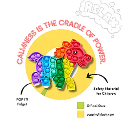 Rainbow-colored Horse Shape Popping Fidget Stress Relief Toys