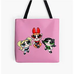 power puff girls all over print tote bag