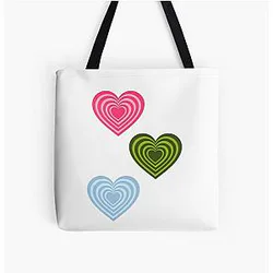 Power Puff Girls Heart's All Over Print Tote Bag