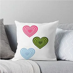 Power Puff Girls Hearts Throw Pillow