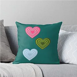 Powerpuff Girls Hearts Throw Pillow