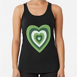 Power Puff Girls Heart in Green Racerback Tank Top