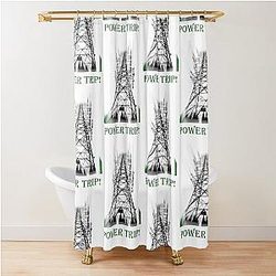 Trippy Power Trip Transmisson Tower Shower Curtain