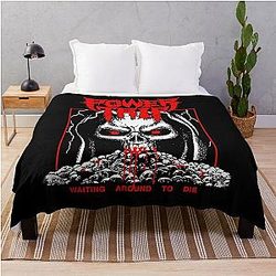 Power Trip Waiting Around To Die Classic Retro T Throw Blanket