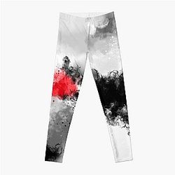 Power Trip - Black White Red Abstract Leggings