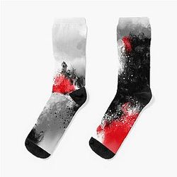 Power Trip - Black White Red Abstract Socks