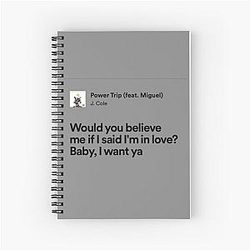 Power Trip J Cole Lyrics Spiral Notebook