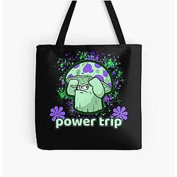 Power Trip Mushroom Pun All Over Print Tote Bag