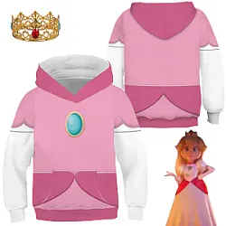 Princess Peach Game Character Cosplay Crown Girls Hoodie