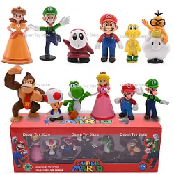 6pcs/set Mario Bros Bowser Princess Peach Mario Luigi Figure Sets Toys