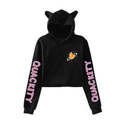 Quackity Hoodies - Quackity Cat Ear Croptop Hoodie