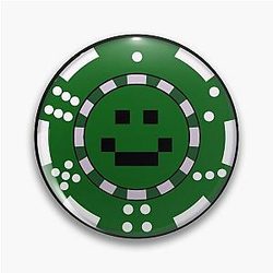 Quackity Pins - Quackity Green Smile Poker Chip Pin Badge