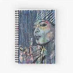 Queen Latifah - Disegnato a mano olio inchiostro Ritratto Spiral Notebook