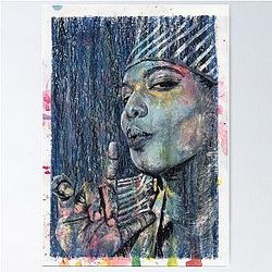 Queen Latifah - Hand Drawn Oil Ink Portrait Poster
