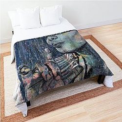 Queen Latifah Hand Drawn Oil Ink Portrait Comforter