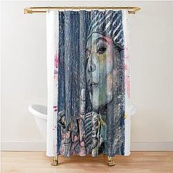 Queen Latifah - Hand Drawn Oil Ink Portrait Shower Curtain