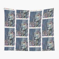 Queen Latifah - Hand Drawn Oil Ink Portrait Tapestry