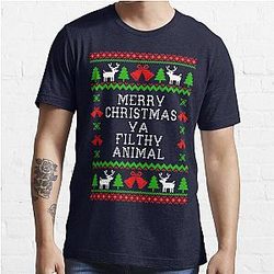 Merry Christmas Ya Filthy Animal - Ugly Christmas Sweater Style Essential T-Shirt