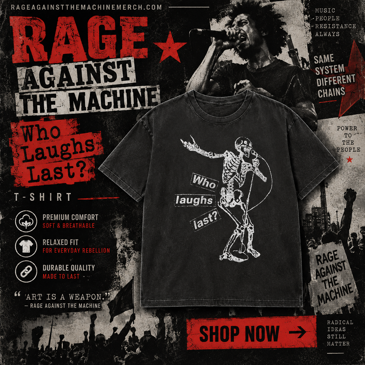 Who Laughs Last DTNK2905 Rage Against the Machine T-Shirt