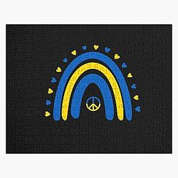 Ukraine Rainbow Flag I Stand with Ukraine Ukrainian Flag Ukraine Support Jigsaw Puzzle RB1603