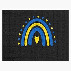 Ukraine Rainbow Flag I Stand with Ukraine Ukrainian Flag Ukraine Support Jigsaw Puzzle RB1603