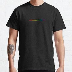 Rainbow T-Shirts - LGBT thin subtle modern rainbow flag on black Gay Lesbian Bisexual Pride  Classic T-Shirt RB1603