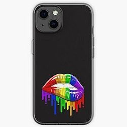 LGBT Lips in Rainbow Flag Colours for Gay Pride! iPhone Soft Case RB1603