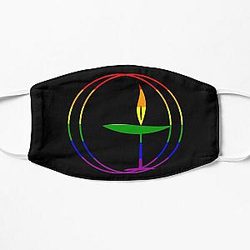Unitarian Universalist Flaming Chalice Gay Pride Rainbow Flag Flat Mask RB1603