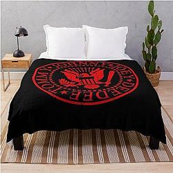 Ramones Logo red, Ramones band, rock Throw Blanket