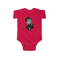 Biggie Smalls Outfit - Monochrome Biggie Smalls Wearing Golden Necklace Baby Onesie