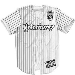 Biggie Smalls Outfit - The Notorious Biggie Smalls Minimalist White Pinstripes Baseball Uniform