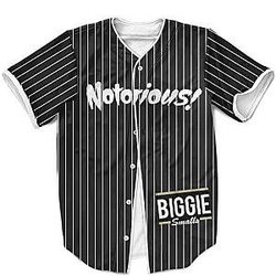 Biggie Smalls Outfit - The Notorious Biggie Smalls MLB Minimalist Stripes Black Baseball Jersey