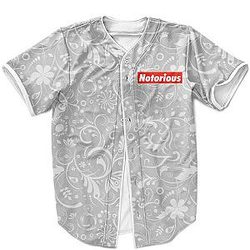 Biggie Smalls Outfit - Big Poppa The Notorious BIG Supreme Inspired Gray Floral Baseball Jersey