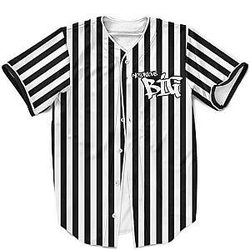Biggie Smalls Outfit - The Notorious BIG Black White Stripes Pattern Elegant Baseball Uniform