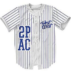 TuPac Outfit - 2Pac Shakur Blue on White West Coast Hip Hop Baseball Jersey