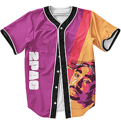 TuPac Outfit - Tri Colorful 2Pac Amaru Shakur Artwork Dope Baseball Jersey