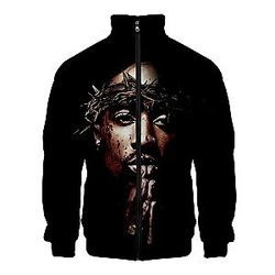 Hip Hop Tupac Jacket - 3D Printed Long Sleeve Rapper Tupac Jackets