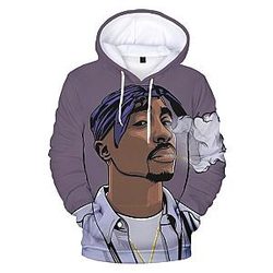 Tupac Hoodie - Printed Rapper 2pac Tupac Hoodies
